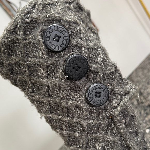 UGG Charcoal cable Knit Back-Button Suede Short Boots 5 - Picture 6 of 14